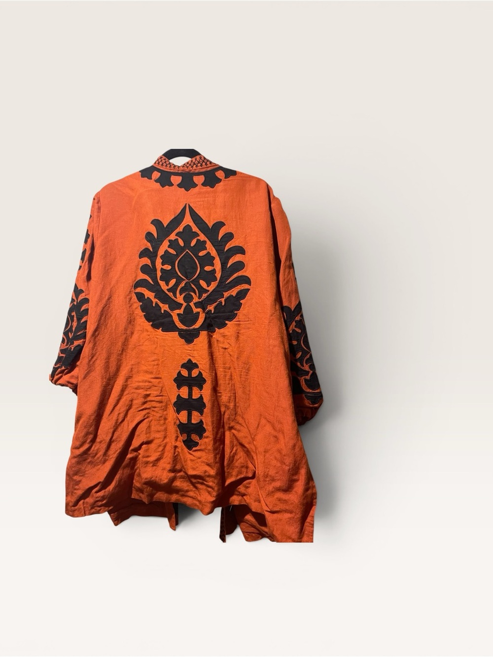 Chico’s Linen Blend Applique Jacket, Rust/Black, Size XL, GUC - Picture 7 of 9